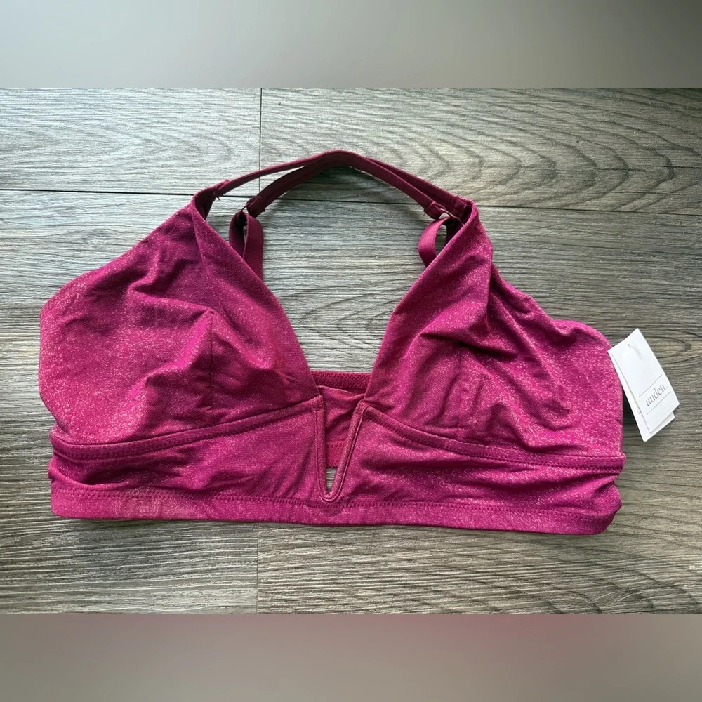 NWT Auden Burgundy Gold Glitter V Neck Bralette‎ XL 38DD-40D